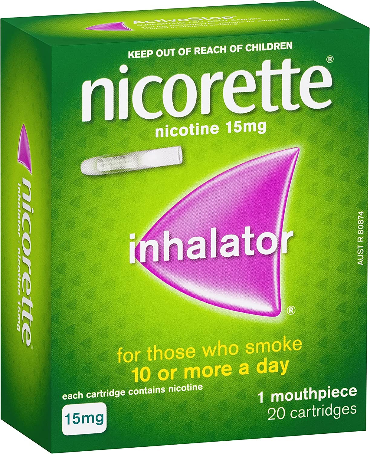 Nicorette Quit Smoking Inhalator, 15Mg, 20 Pack