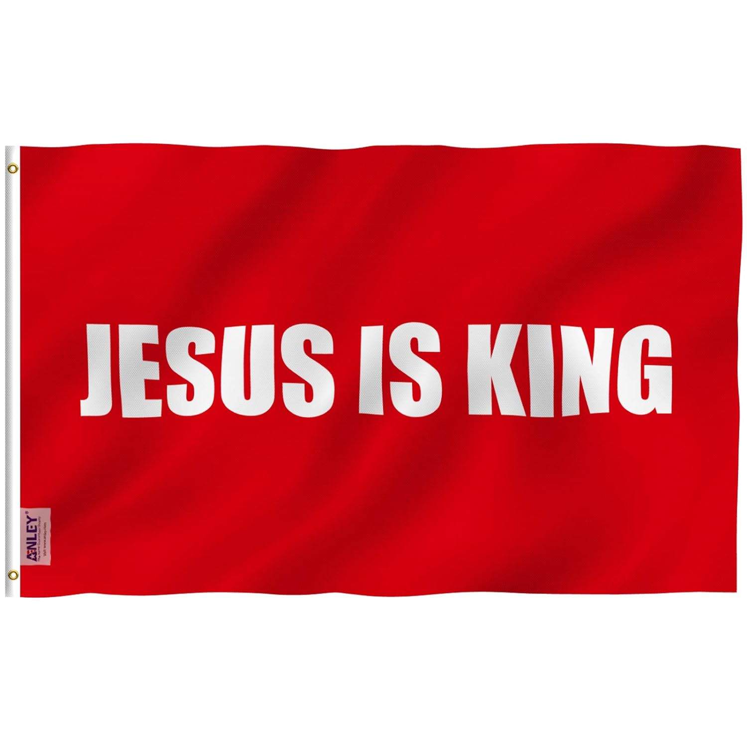 Anley Fly Breeze 3X5 Foot Jesus Is King Flag – Vivid Color and Fade Proof – Canvas Header and Double Stitched – White Christian Flags Polyester with Brass Grommets 3 X 5 Ft