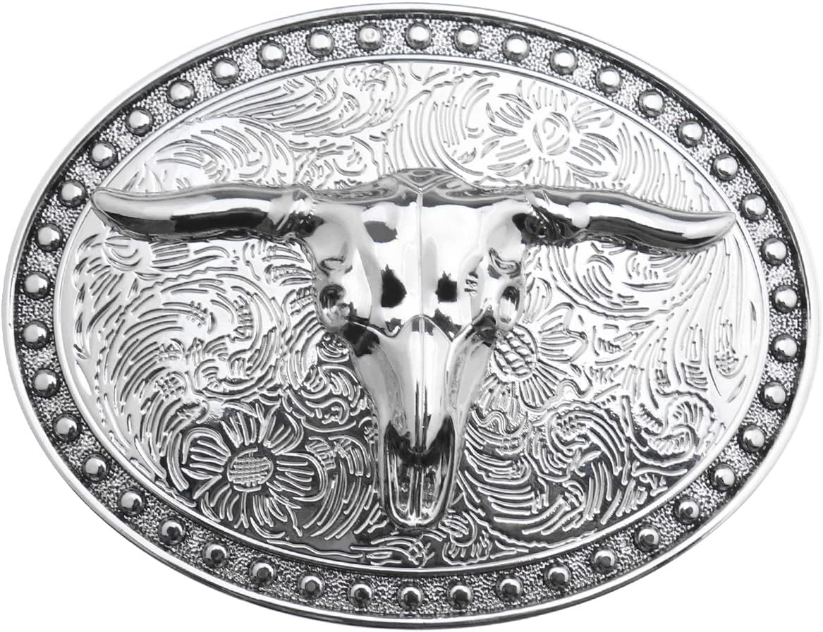 Longhorn Belt Buckle Western Belt Buckle Men’S Fashion Cool Retro Western Cowboy Belt Buckles for Men and Youth Fit for 3.8-4Cm Width Belt