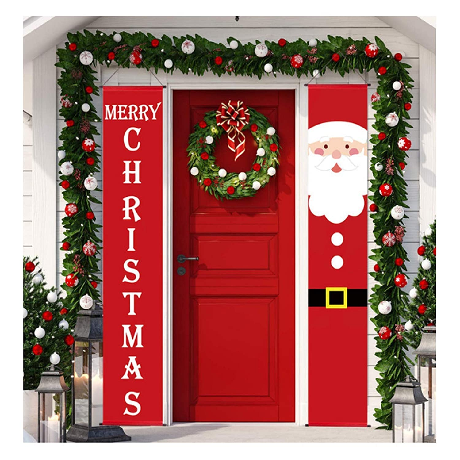 Christmas Decoration, Christmas Porch Sign, HOME-MART Merry Christmas Decoration Banner,Home Outdoor Porch Sign for Xmas Holiday Front Door Wall Decor(Santa Christmas ）