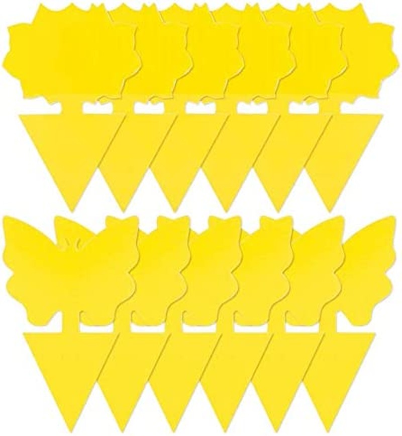 Weforu Sticky Fly Traps, 20 Pack Dual-Sided Yellow Sticky Traps for Flying Plant Insect Fungus Gnats, Flying Aphid, Whiteflies, Leaf Miners, Other Flying Plant Insects (10Pcs Butterfly, 10Pcs Flower)