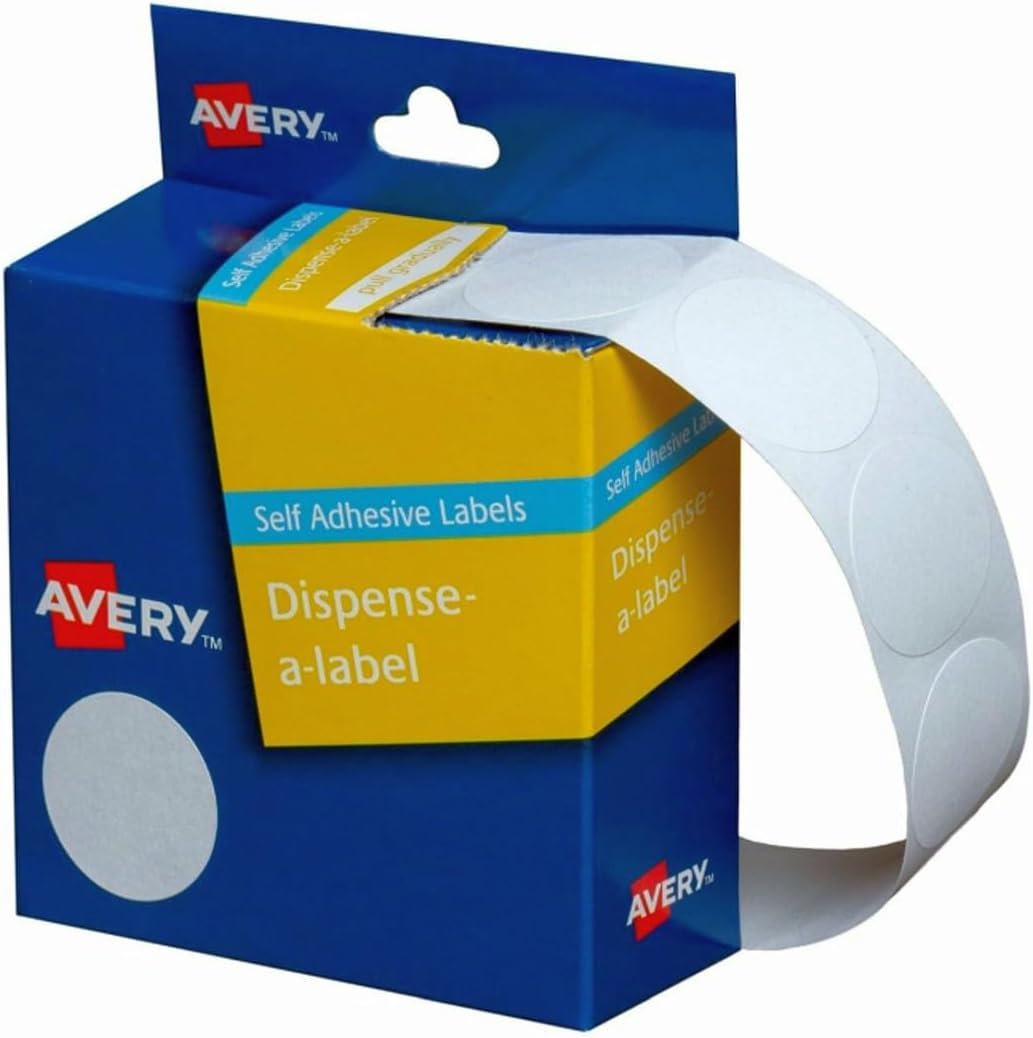 Avery Dispenser Dot Stickers, White, 24 Mm, 550 Labels (937202)