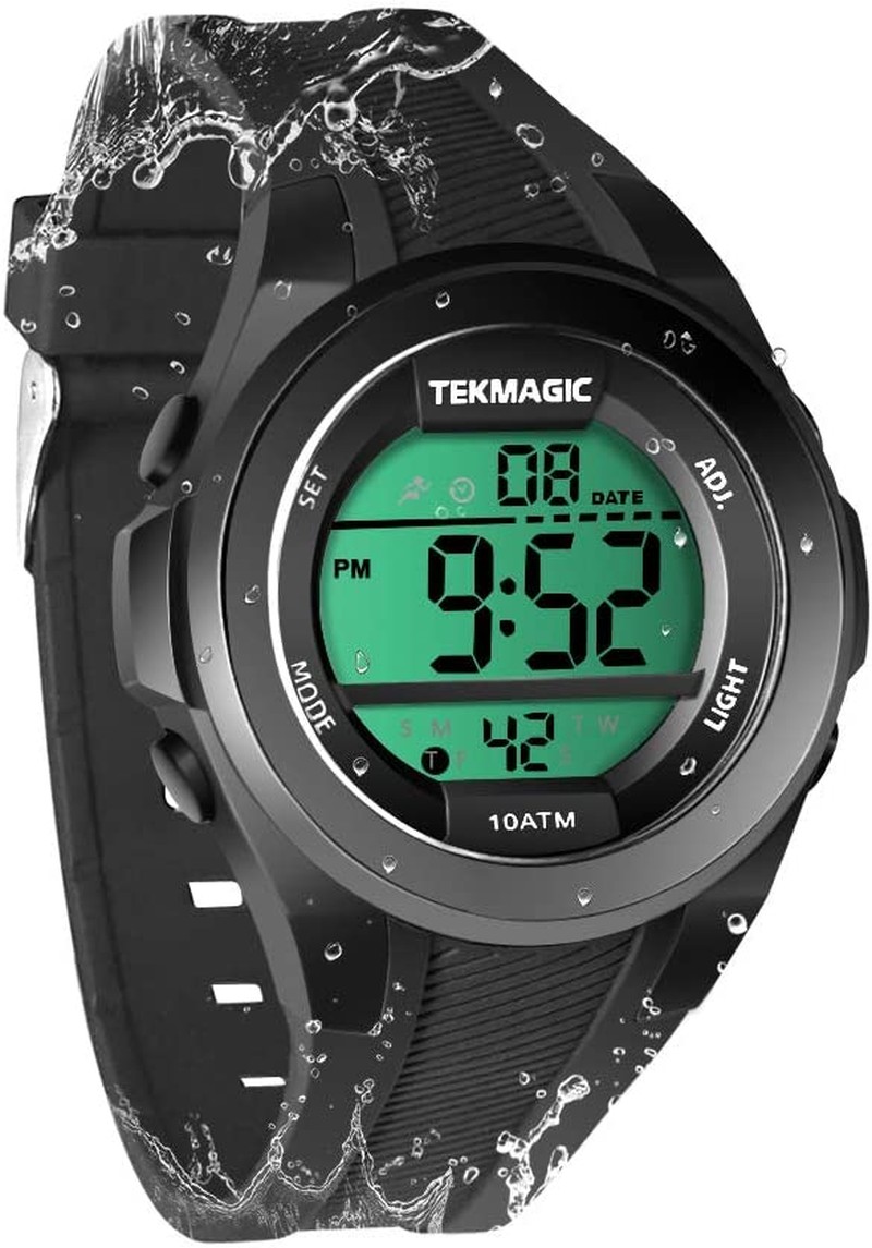 10 ATM Waterproof Digital Sports Watch for Boys Swimming Diving 100M Underwater with Alarm Clock, Chronograph, Timer, Countdown, Dual Time Zone, 12 or 24 Hour Format