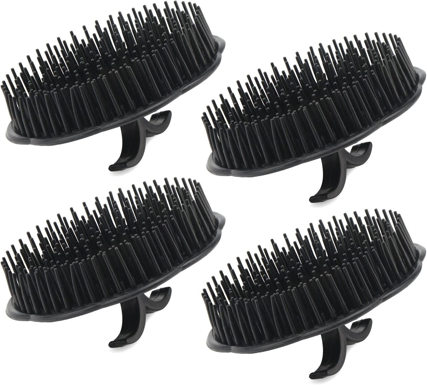 4Pcs Scalp Massager Shampoo Brush, Shampoo Massage Brush Floriated Shower Comb, Scalp Massager for Hair Growth Beard Brush Pet Grooming Brushes – Black