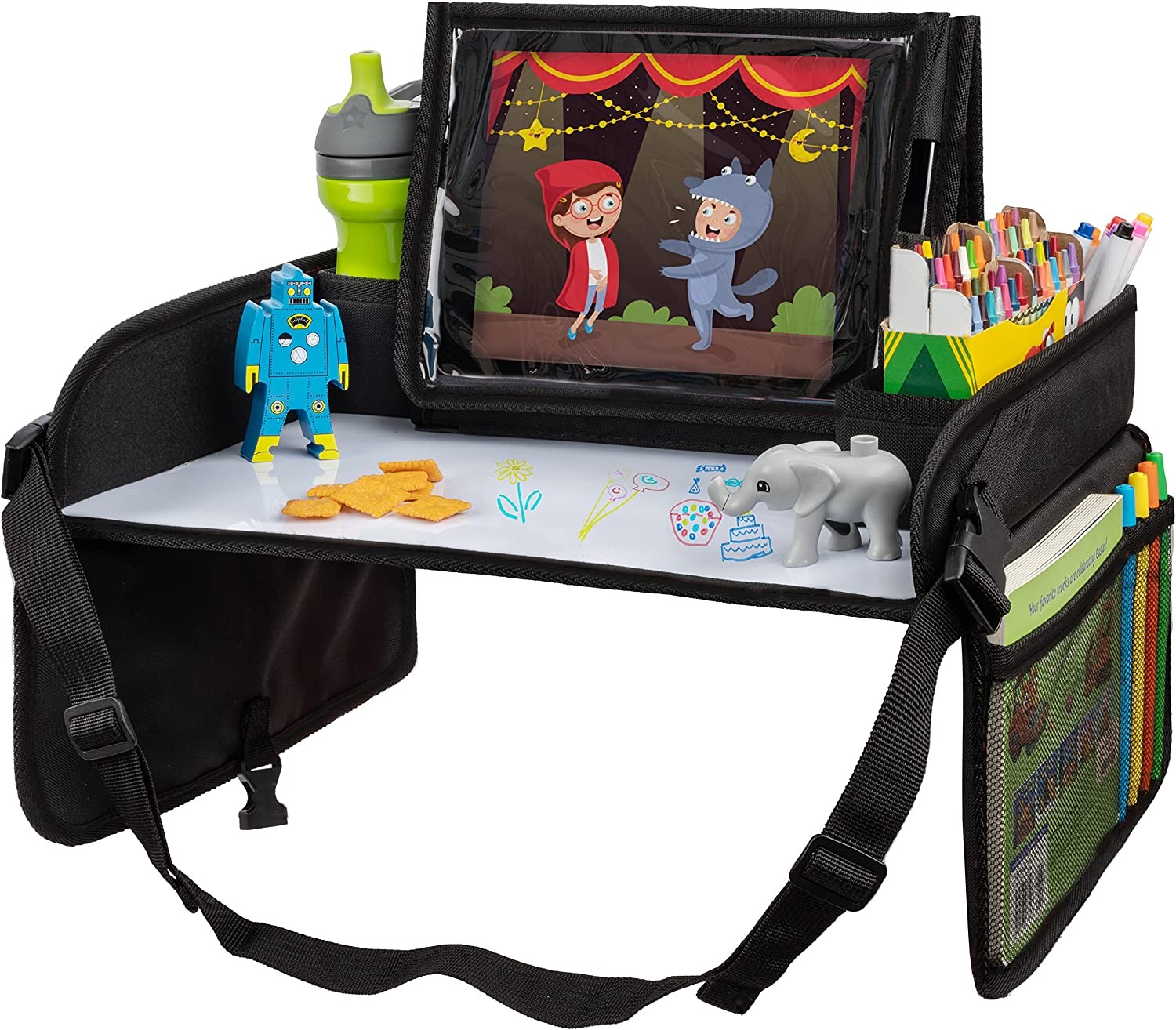 LUSSO GEAR Kids Travel Tray – Inspire Active Toddlers & Big Kids for Years W/Dry Erase Board & Eating.