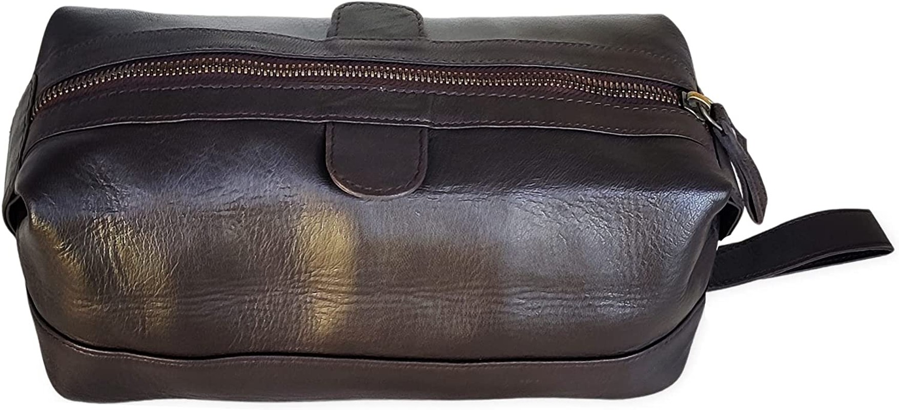 Men’S Genuine Leather Toiletry Bag Waterproof Dopp Kit Shaving Bags and Grooming for Travel Groomsmen Gift Men Women Hanging Zippered Makeup Bathroom Cosmetic Pouch Case Make up Kit