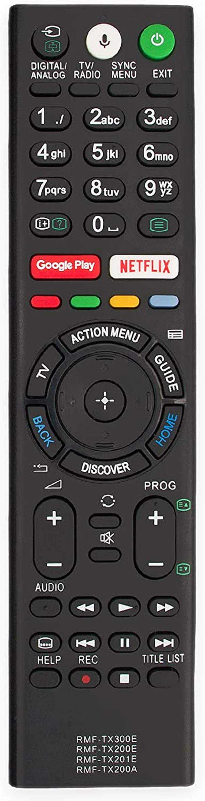 RMF-TX200A Replaced Voice Remote Fit for Sony TV KD-55X9300E KD-65X9000E KD-65X9300E KD-75X9400E KD-43X8000D KD-75X8500D KD-75X9000E KD-75X8500E KD-65X8500E KD-55X8500E FW-65X9001E FW-65X8501E