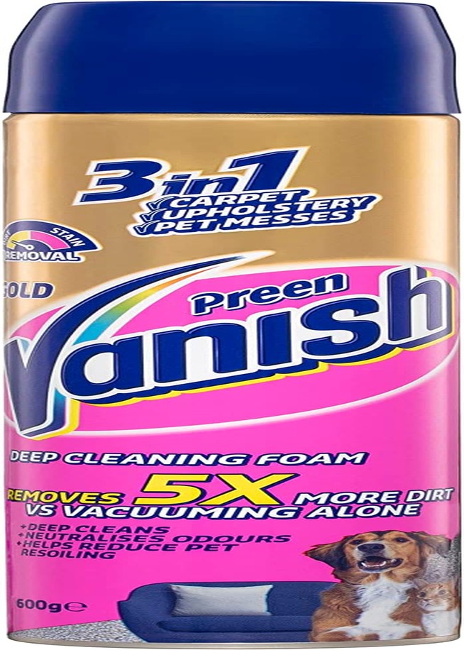 Vanish Preen Gold 3 in 1 Deep Cleaning Foam Carpet Cleaner, 600 Ml