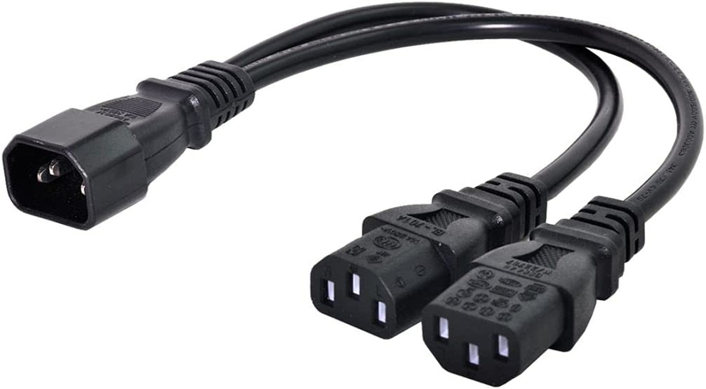 Chenyang IEC 320 Single C14 to Dual C13 Power Extension Cable,Computer ＆ Monitor ＆ Printer Short Power Splitter Cable Adapter