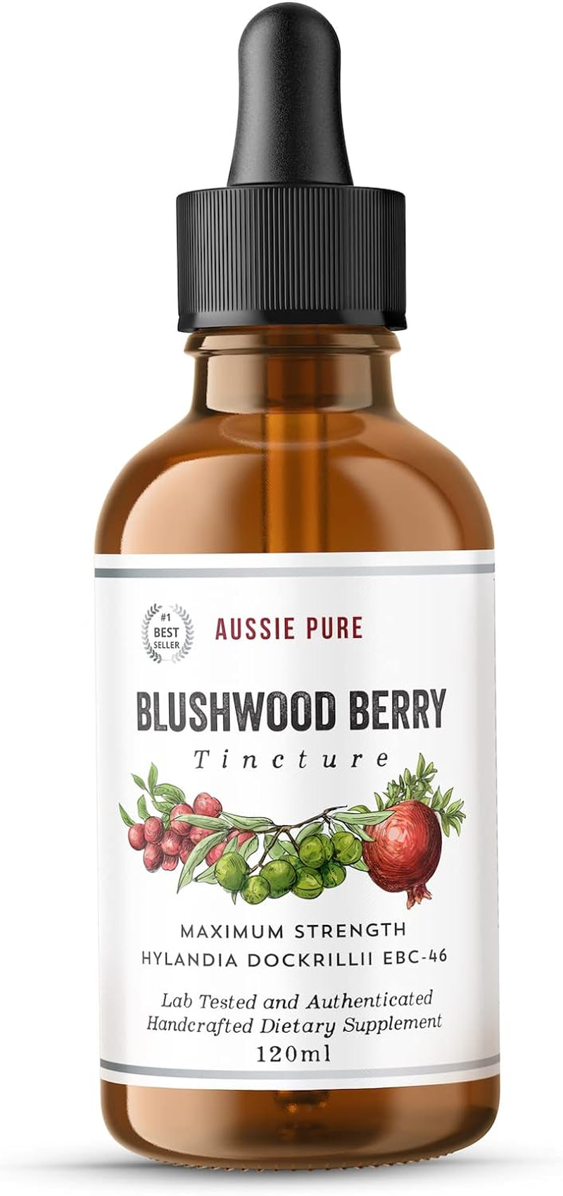 Aussie Pure Blushwood Berry EBC-46 Liquid Tincture – One 120Ml Bottle – Maximum Strength – Lab Tested and Authenticated – Gentle, Oral and Topical Alcohol-Free Formula – Immune and Cell Support