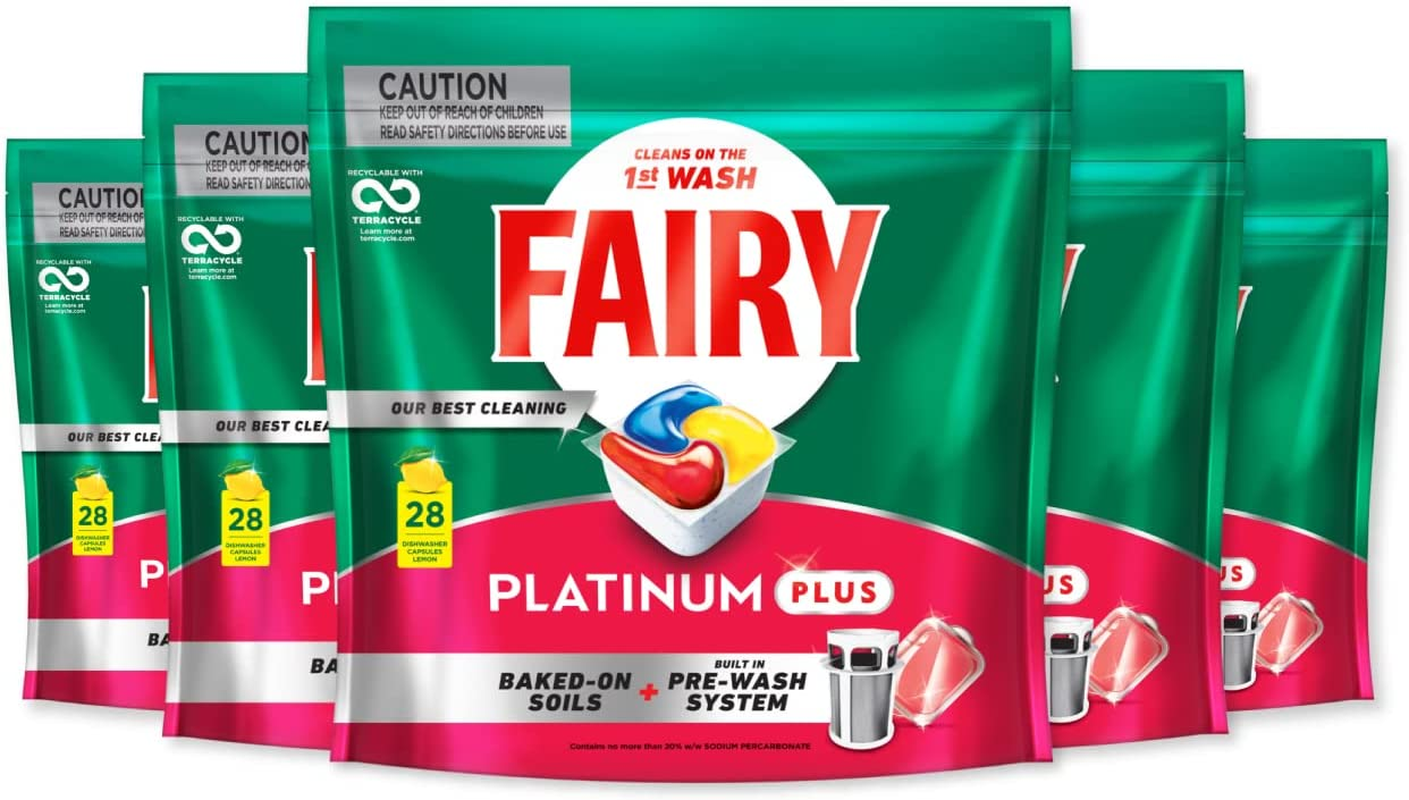 Fairy Platinum plus Dishwasher Tablets 140 Pack Value Bundle (28 Pack X 5)