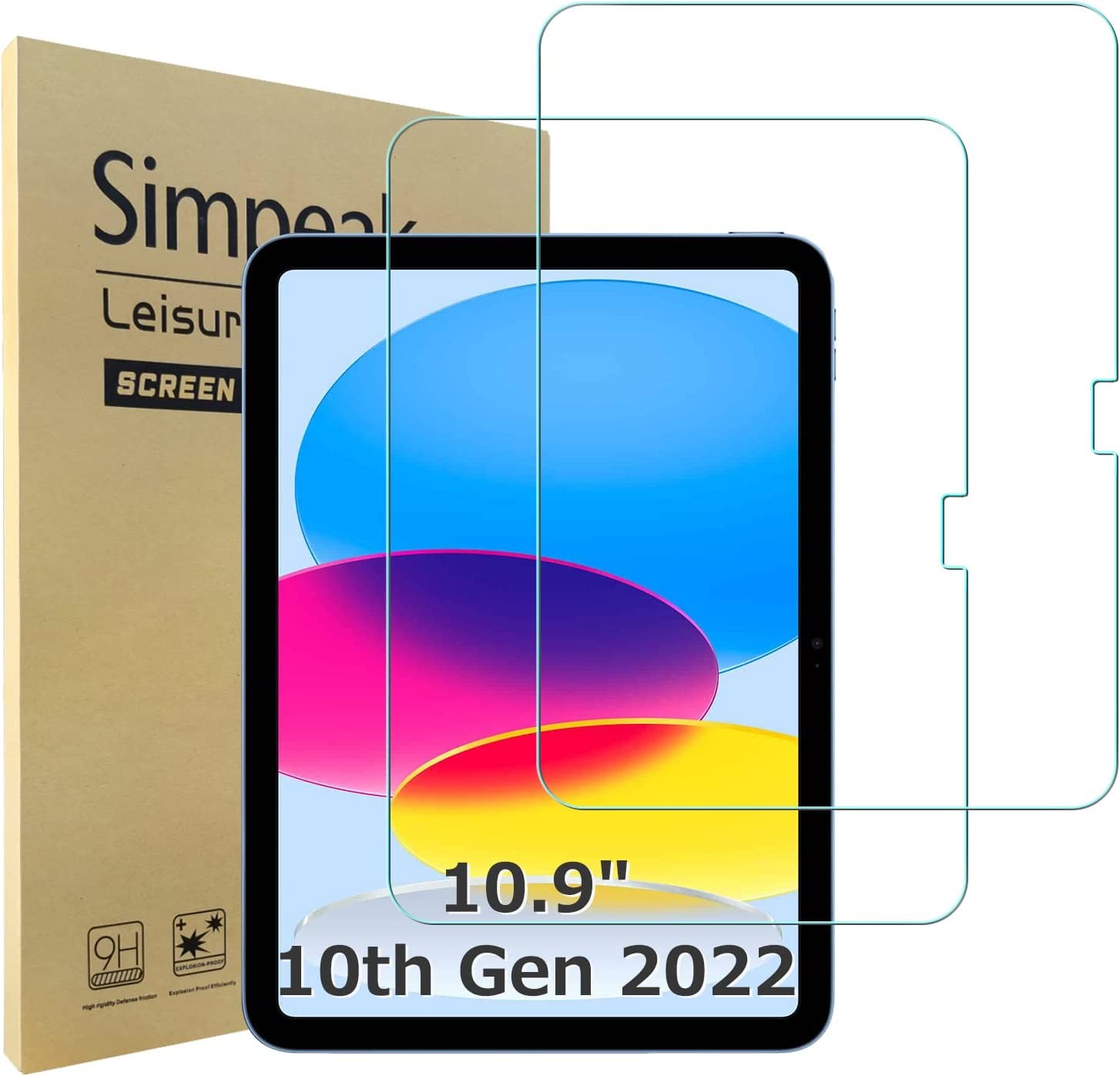 Simpeak [2 Pack] Screen Protector Compatible with Ipad 10Th Generation 10.9 Inch 2022 Release, Tempered Glass Replacement for New Ipad 2022 10.9″ [9H Hardness] [Anti-Fingerprint]