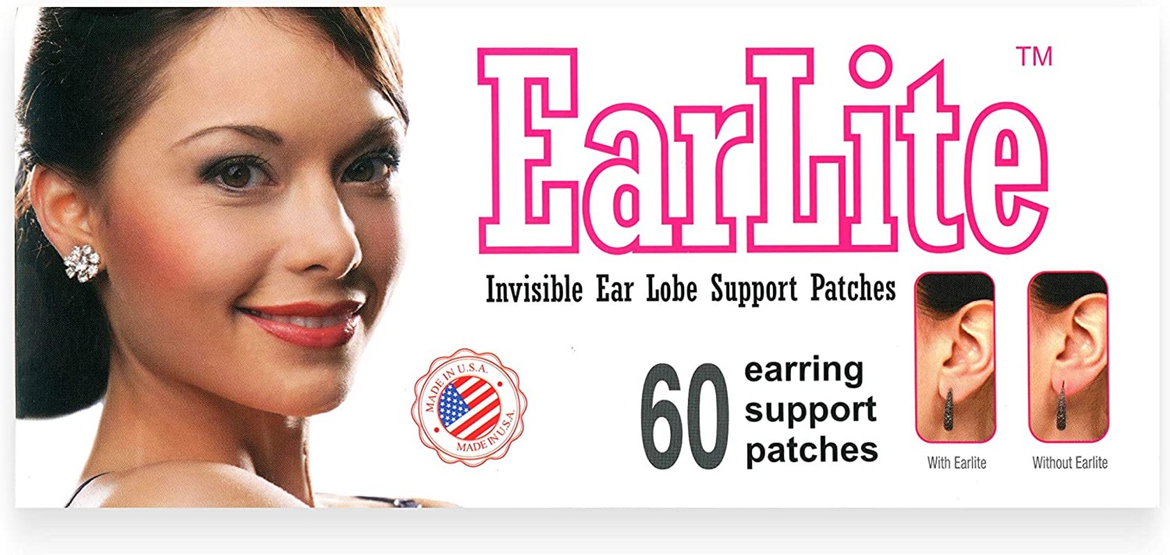 Earlite 60 Invisible Earring Ear-Lobe Support Patches Waterproof Patches in Ziplock Pouch