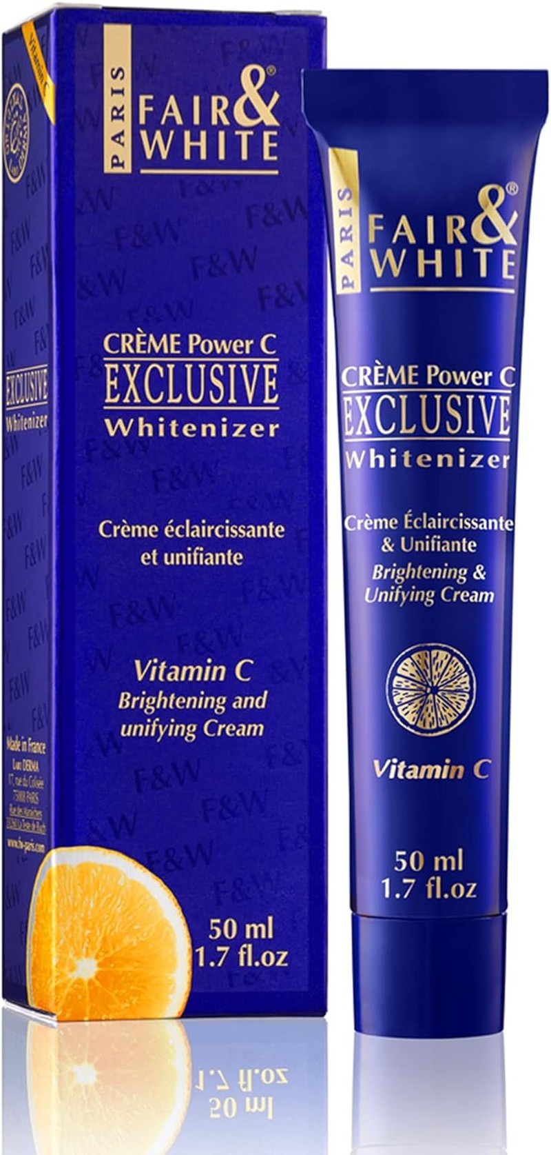 Fair and White Exclusive, Skin Brightening Cream with Vitamin C | 1.7 Fl Oz / 50G | Reduce Appearance of Fine Lines & Wrinkles – with Glycerin and Castor Oil, for Face & Body