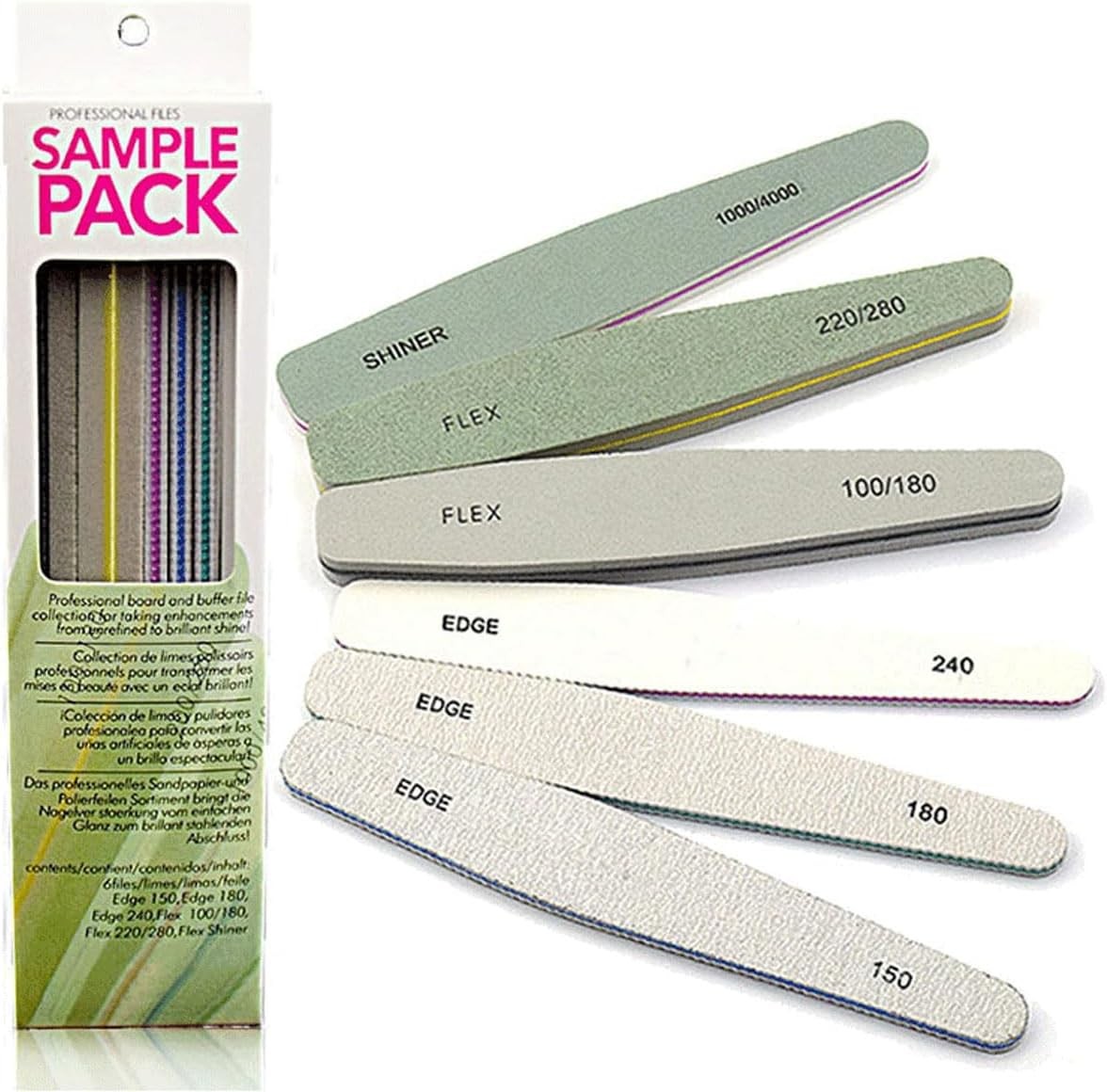 Nail File Set, Professional Nail Tool Kit, 6 Pieces Polishing Buffer Block Sponge, Professional Nail File for Acrylic Nails, Washable Double-Sided Emery Board, Nail Buffer File Block 150, 180, 240, 100/180, 220/280, 1000/4000 Double-Sided Buffer