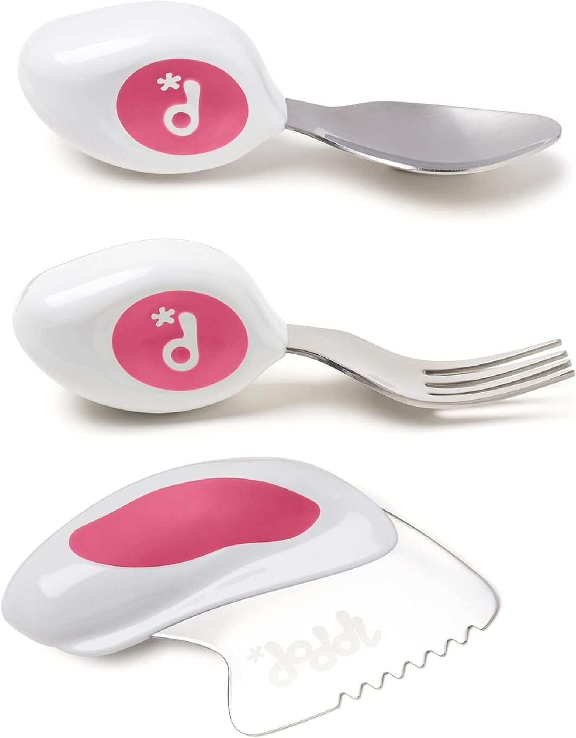 Doddl Cutlery Set, Toddler Self Feeding Cutlery, Spoon, Fork & Knife, 12Months+ (Magenta)