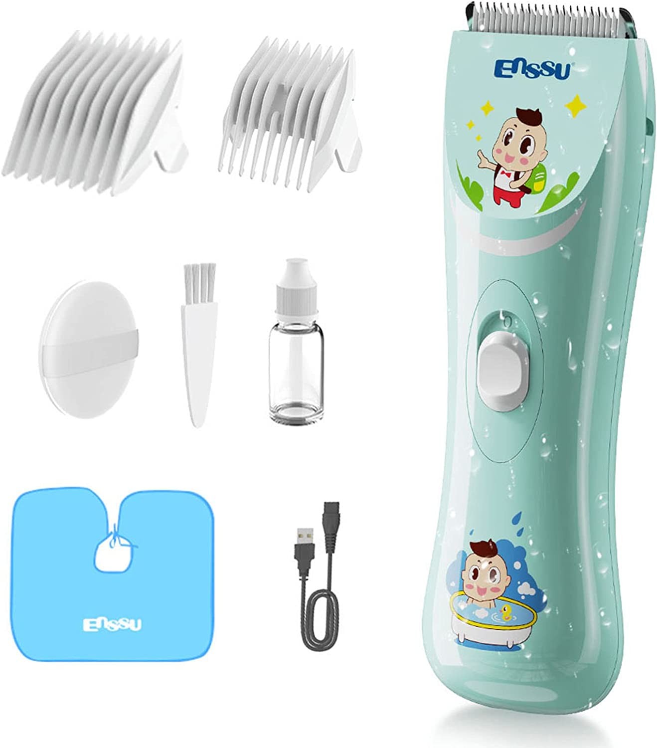 ENSSU Quiet Baby Hair Clippers, Lower Noise Haircut Trimmers for Children with Autism and Sensory Sensitivity, Babies Infant Kids Waterproof Hair Cutting Kits