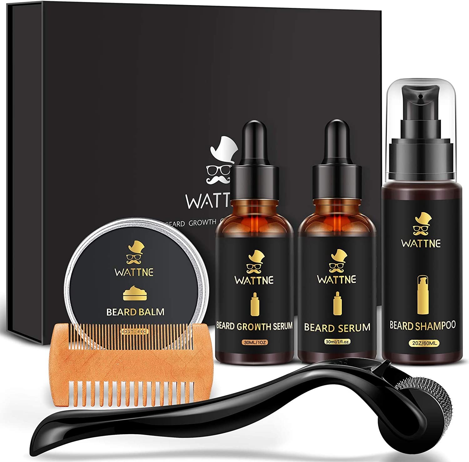 Beard Growth Kit,Beard Roller for Beard Growth,Biotin Beard Growth Oil for Patchy Beard ,Beard Serum,Beard Shampoo,Beard Balm,Beard Comb,Beard E-Book-Gifts for Men Him Dad Father Boyfriend