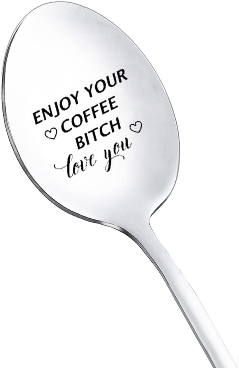 Friend Gifts for Best Friend Christmas Gifts for Bestie Gifts for BFF Funny Friendship Spoon Gifts for Best Friends Birthday Gifts for Women Girls Enjoy Your Coffee Bitch Spoons for Friends