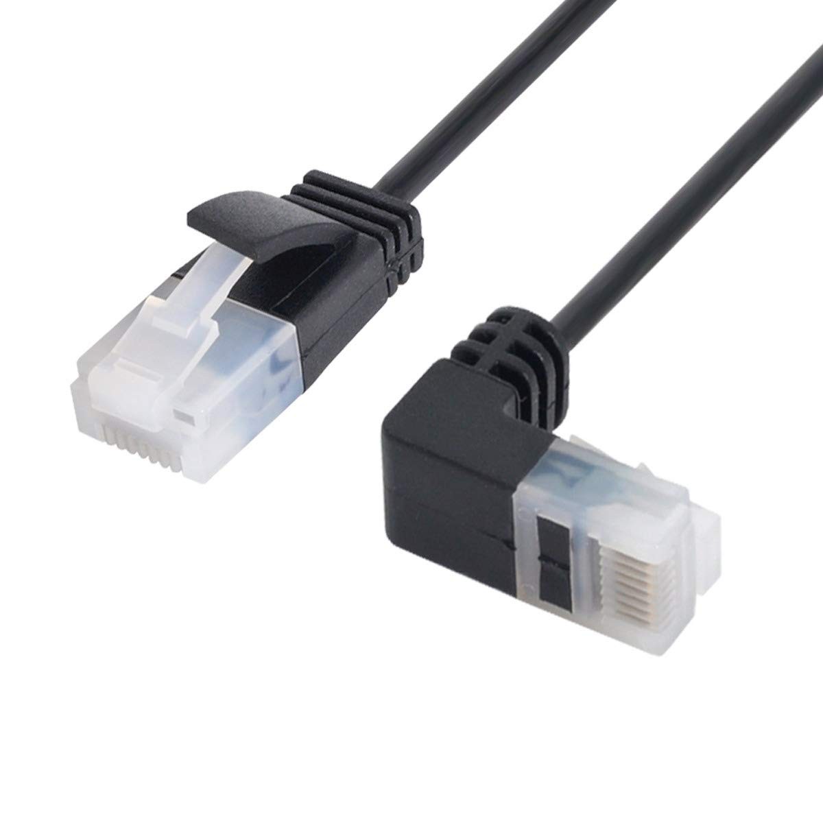 CY Cat6 Ethernet Cable,90 Degree down Angled RJ45 UTP Network Extension Cable Patch Cord Cat6A LAN Cable for Laptop Router TV Box 1.0M