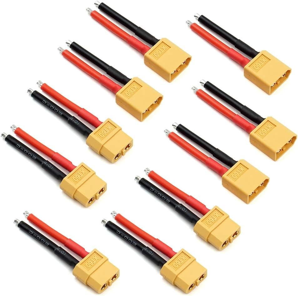 Elechawk 5 Pairs XT60 Plug Connector Female and Male with 14AWG Silicon Wire for RC Lipo Battery Cable Drone Car Boat