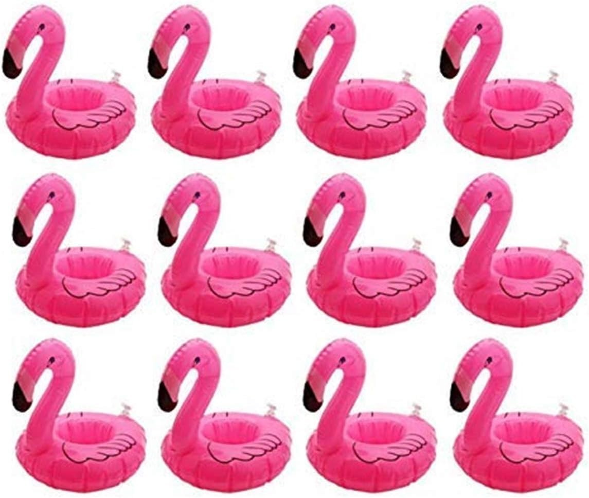 Inflatable Floating Flamingo Drink Holder 12 Pack Swimming Pool Float Coasters Coke Cup Holder for Beverage Cans Cups & Bottles – Fun Kid & Adult Pool Party …