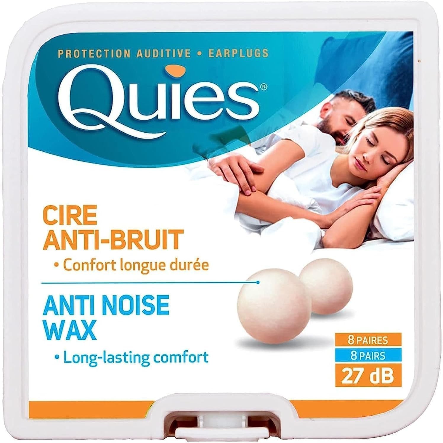 Quies Boules Moldable Wax and Cotton Ear Plugs (Pack of 8 Pairs)