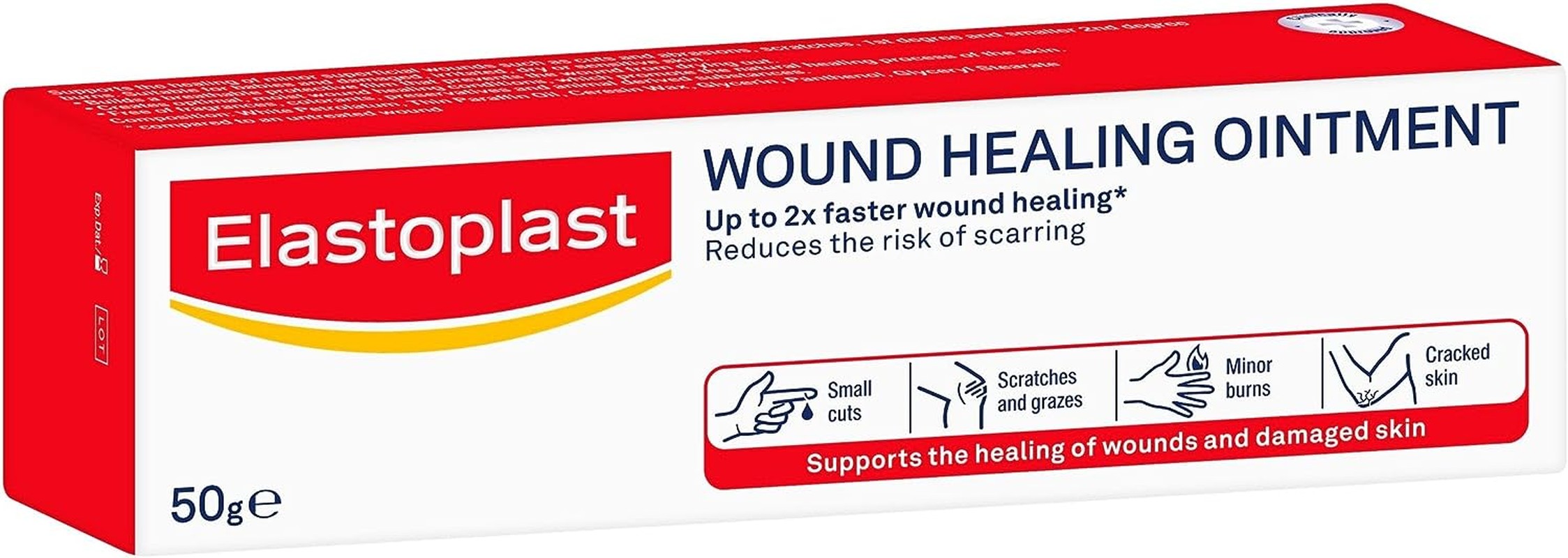 Elastoplast Wound Healing Ointment, Supports the Healing of Minor Superficial Wounds and Damaged Skin, Reduces the Risk of Scarring, Suitable for Sensitive Skin – 50G