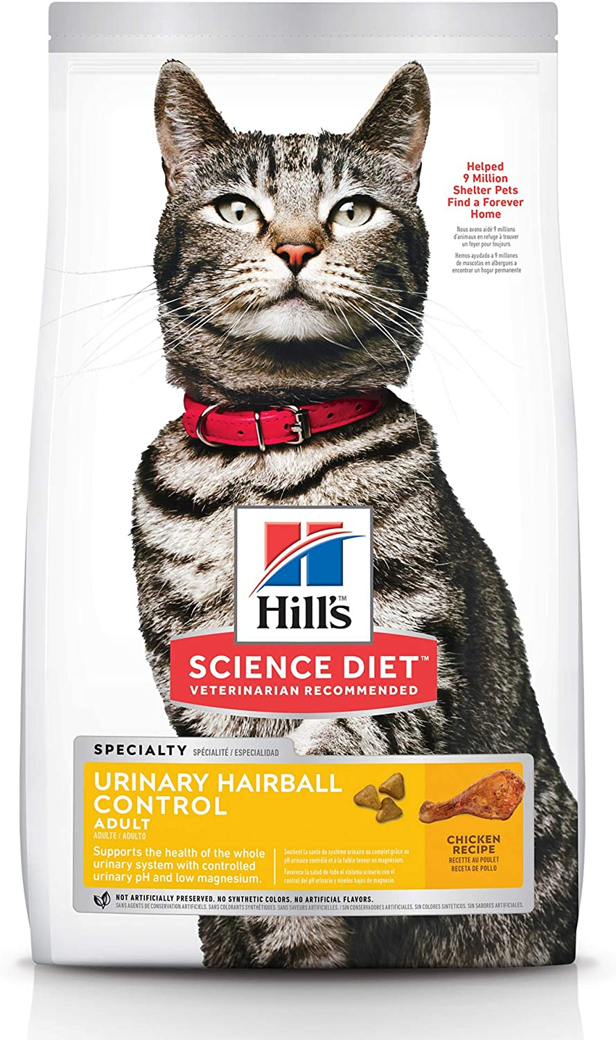 Hill’S Science Diet Urinary Hairball Control Adult, Chicken Recipe, Dry Cat Food, 3.17Kg Bag