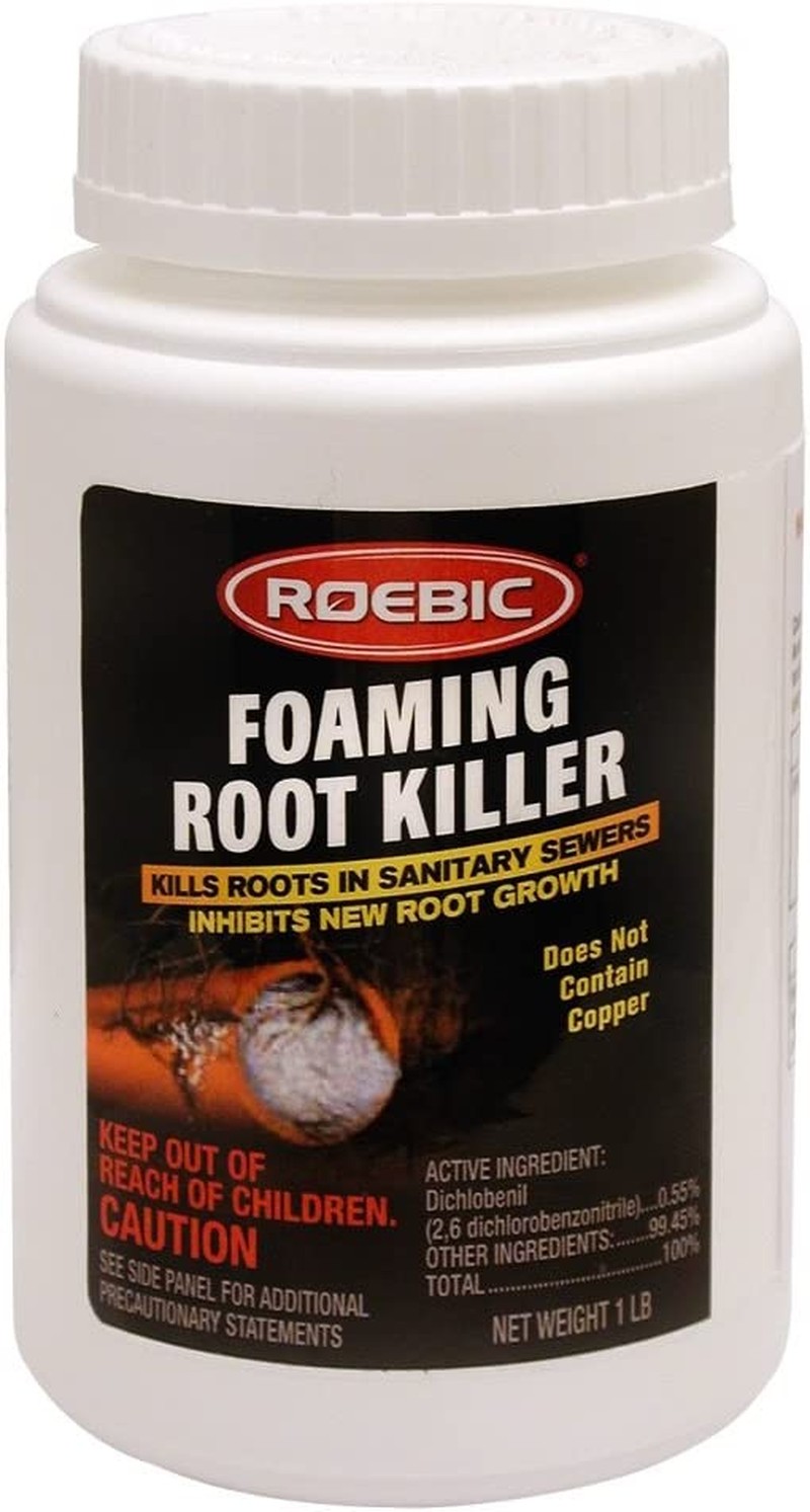 Roebic FRK-1LB Foaming Root Killer, Clears Pipes and Stops New Growth, Safe for All Plumbing, 1 Pound White