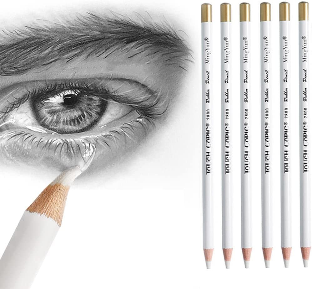 Eraser Pencils Set for Artists, Wooden Sketch Eraser Pen for Charcoal Drawings, Professional Highlight Painting Eraser for Sketching, Revise Erasing Details for Students Limner