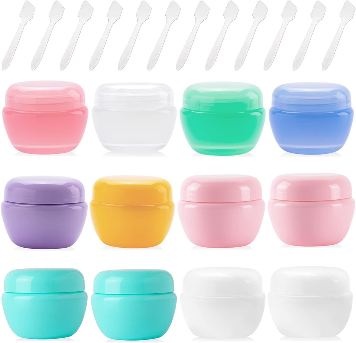 Paifeancodill 12 Pcs Plastic Small Travel Containers for Toiletries, 20Ml Refillable Cosmetics Makeup Jars with Lids, Leakproof Lotion Cosmetic Container Jars for Cream Sample Makeup Lids Makeup