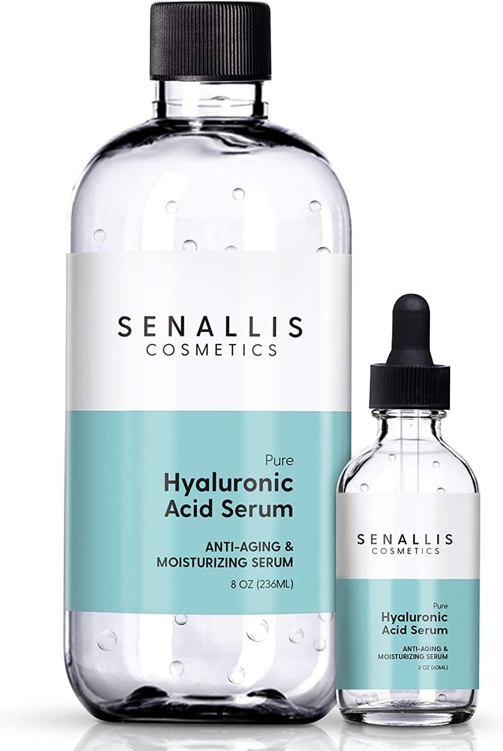 Hyaluronic Acid Serum 240Ml and 60Ml, Pure Organic Hyaluronic Acid, anti Ageing, anti Wrinkle, Ultra Hydrating Moisturiser That Reduces Dry Skin Manufactured in USA