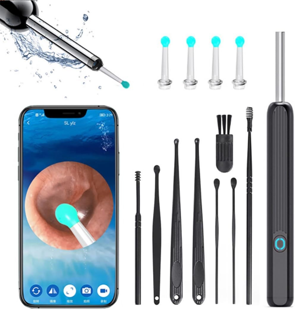 Ear Cleaner Wax Removal, Ear Cleaner Camera, Ear Wax Removal Kits with 1296P, Ear Camera Otoscope with Light, Ear Cleaning Kit for Iphone, Ipad, Android Phones Ear Camera and Wax Remover