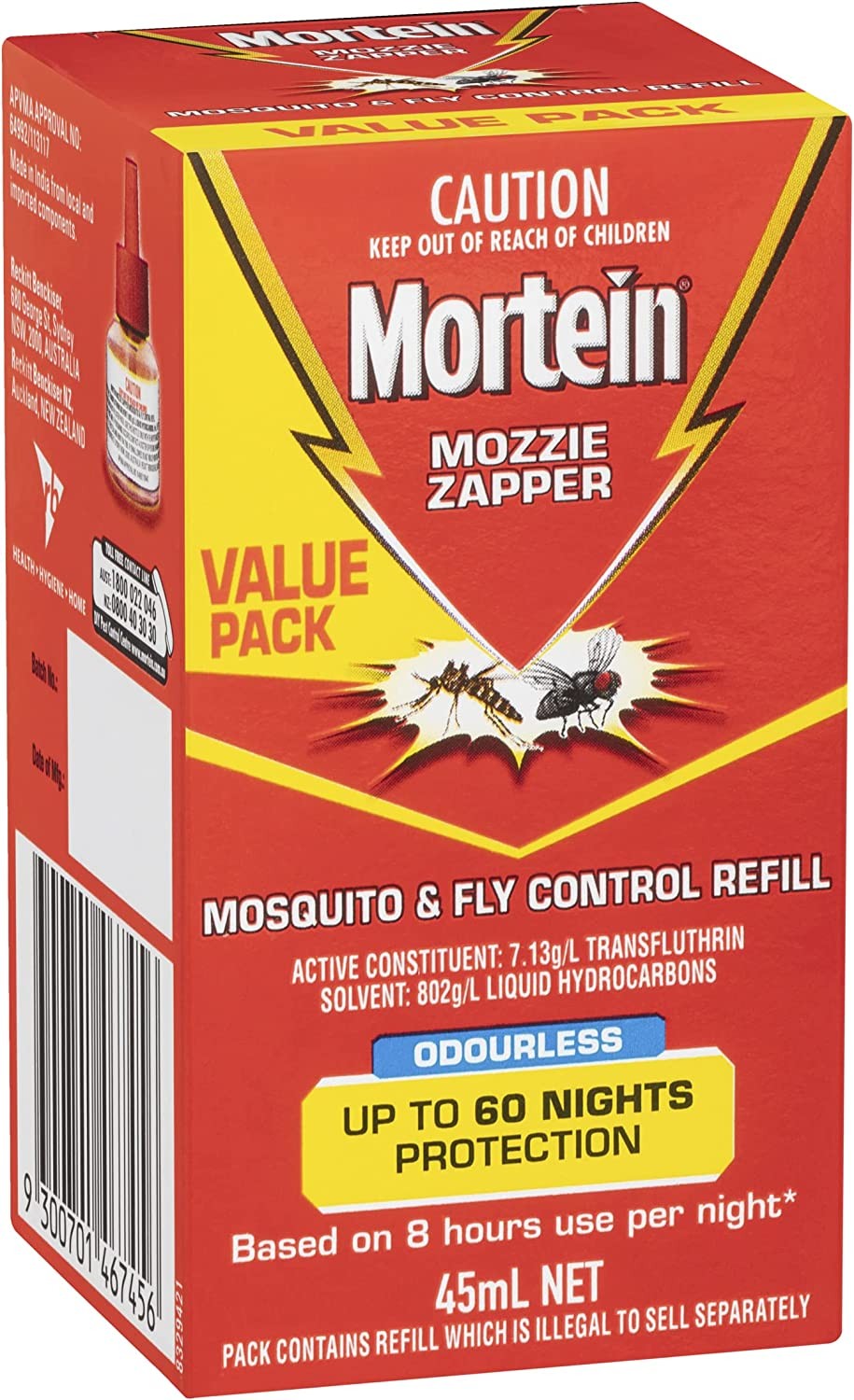 Mortein Mozzie Zapper Mosquito & Fly Control Refill 45Ml