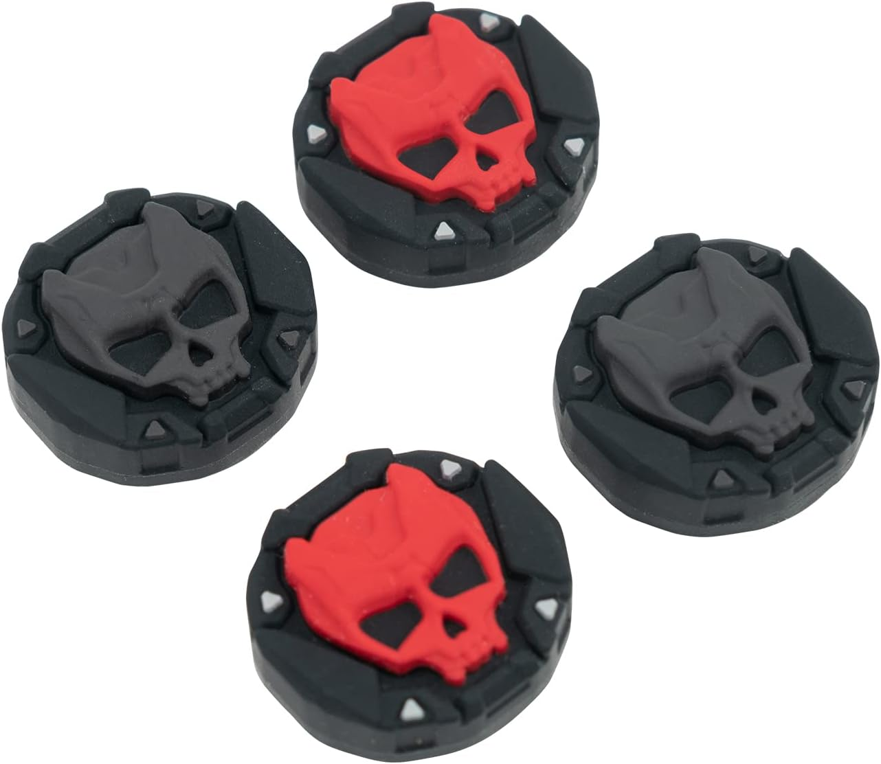 Geekshare Skull Thumb Grip Caps for Playstation 5 Controller, Thumbsticks Cover Set Compatible with Switch Pro Controller and PS4 PS5 Controller, 2 Pairs / 4 Pcs (Black & Red)