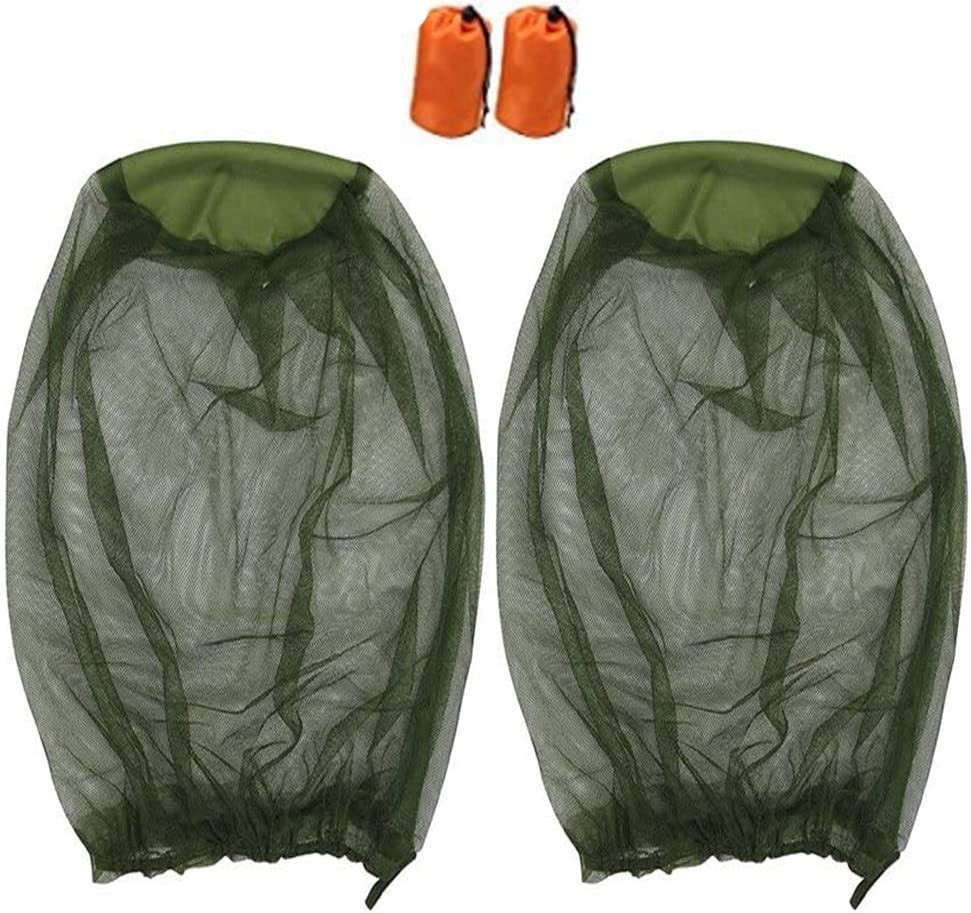 2 Pack Mosquito Repellent Mesh Head Net, T Tersely Face Netting Mask for Bugs, Gnats, No See Ums and Other Insects, Protection for Any Outdoor Lover- with Two Free Carry Bags