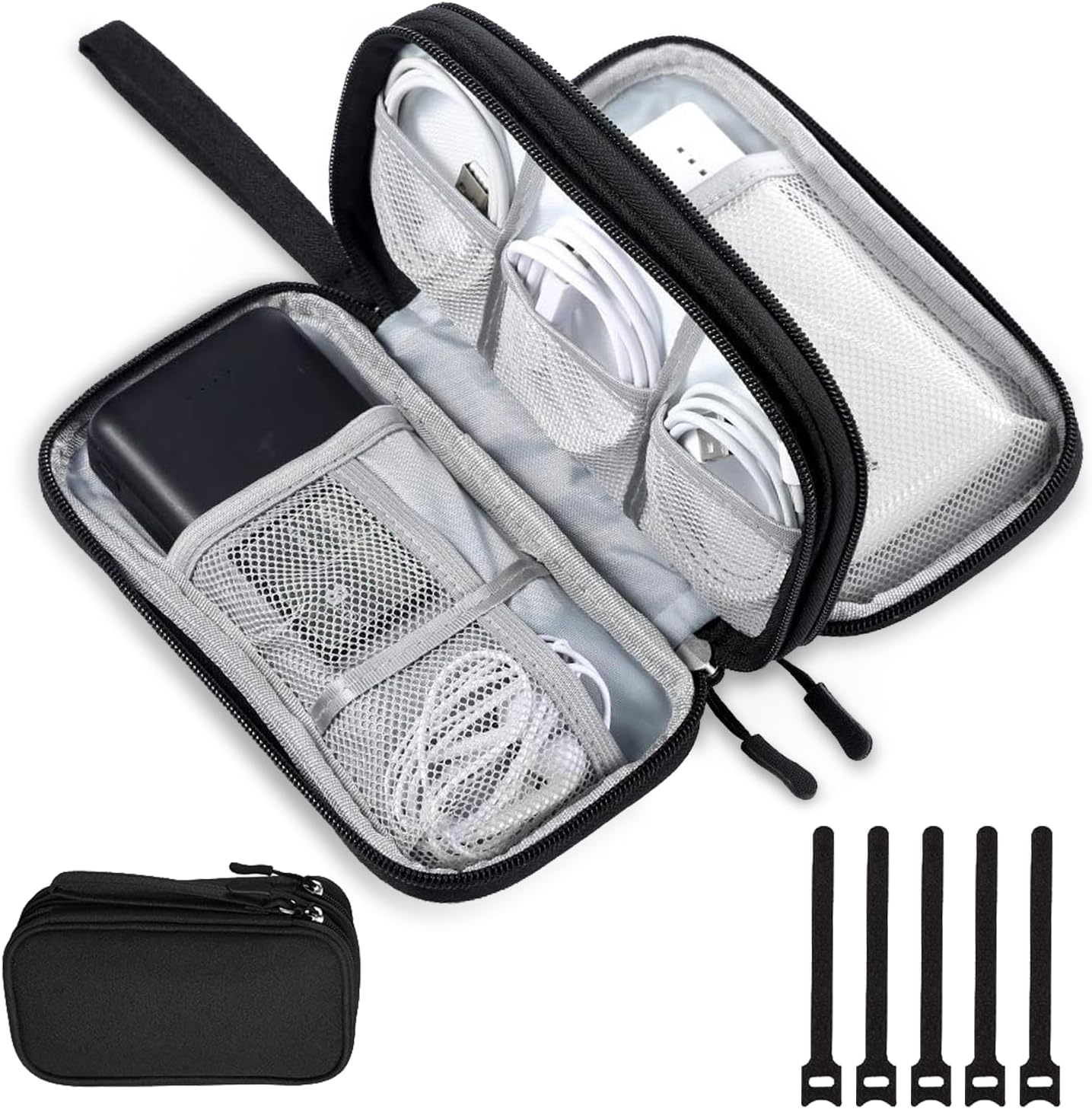 Travel Electronic Organizer for Power Cords,Travel Cord Organizer Waterproof Electronics Accessories Carry Case Portable 2Layers All-In-One Storage Bags for Cables,Charger,Earphone, Sdcard,Power Bank