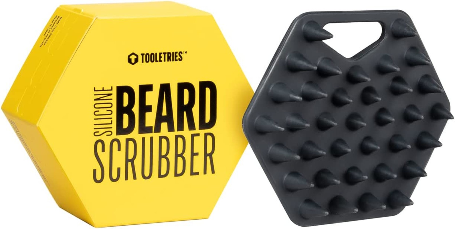 Tooletries – Beard Scrubber – Silicone Facial Hair Exfoliator & Brush – Deep Cleans, Unclogs Pores, Promotes Hair Growth, & Removes Beardruff – Soft-Touch Shower & Bathroom Accessory – Charcoal