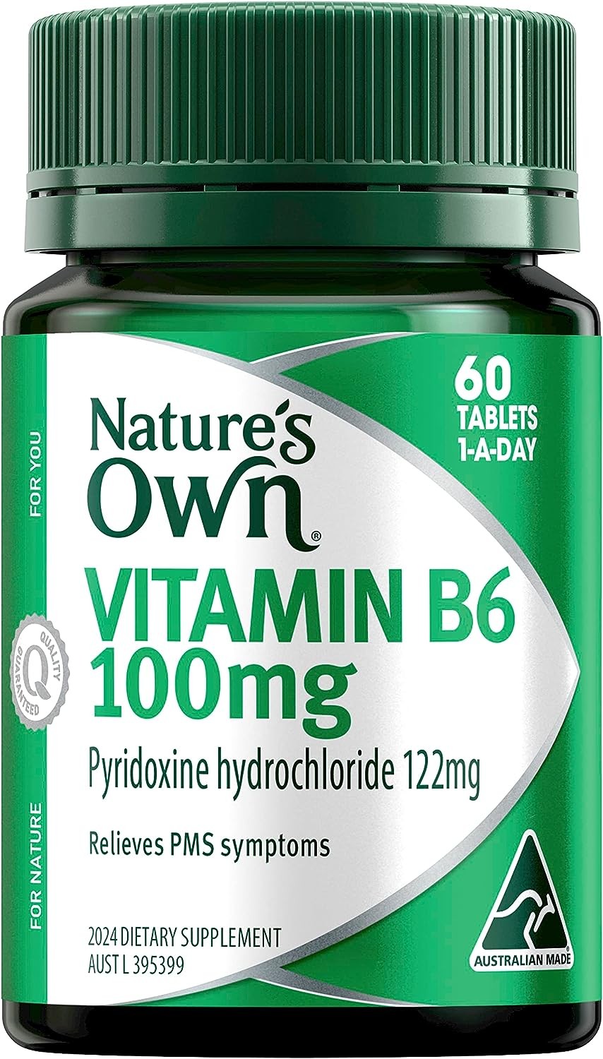 Nature’S Own Vitamin B6 100Mg Tablets 60 – Vitamin B Reduces PMS Symptoms – Supports Healthy Red Blood Cell & Energy Production – Maintains Mental Function – Supports Healthy Immune System Function