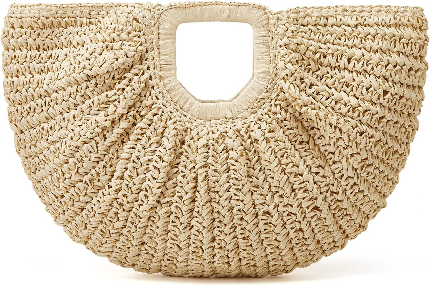 Straw Bag for Women Woven Beach Structured Tote Handmade Crochet Carteras  De Mujer Summer Shoulder Bohemian Hobo Pom Travel