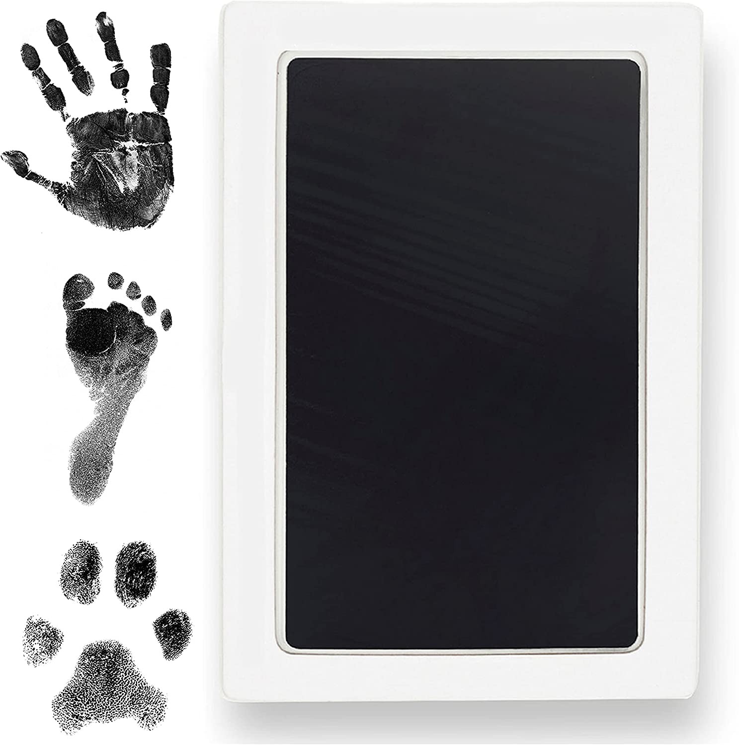 Clean Touch Ink Pad for Baby Handprints and Footprints – Inkless Infant Hand & Foot Stamp – Safe for Babies, Doesn’T Touch Skin – Perfect Family Memory or Gift – Black Print Kit by Tiny Gifts