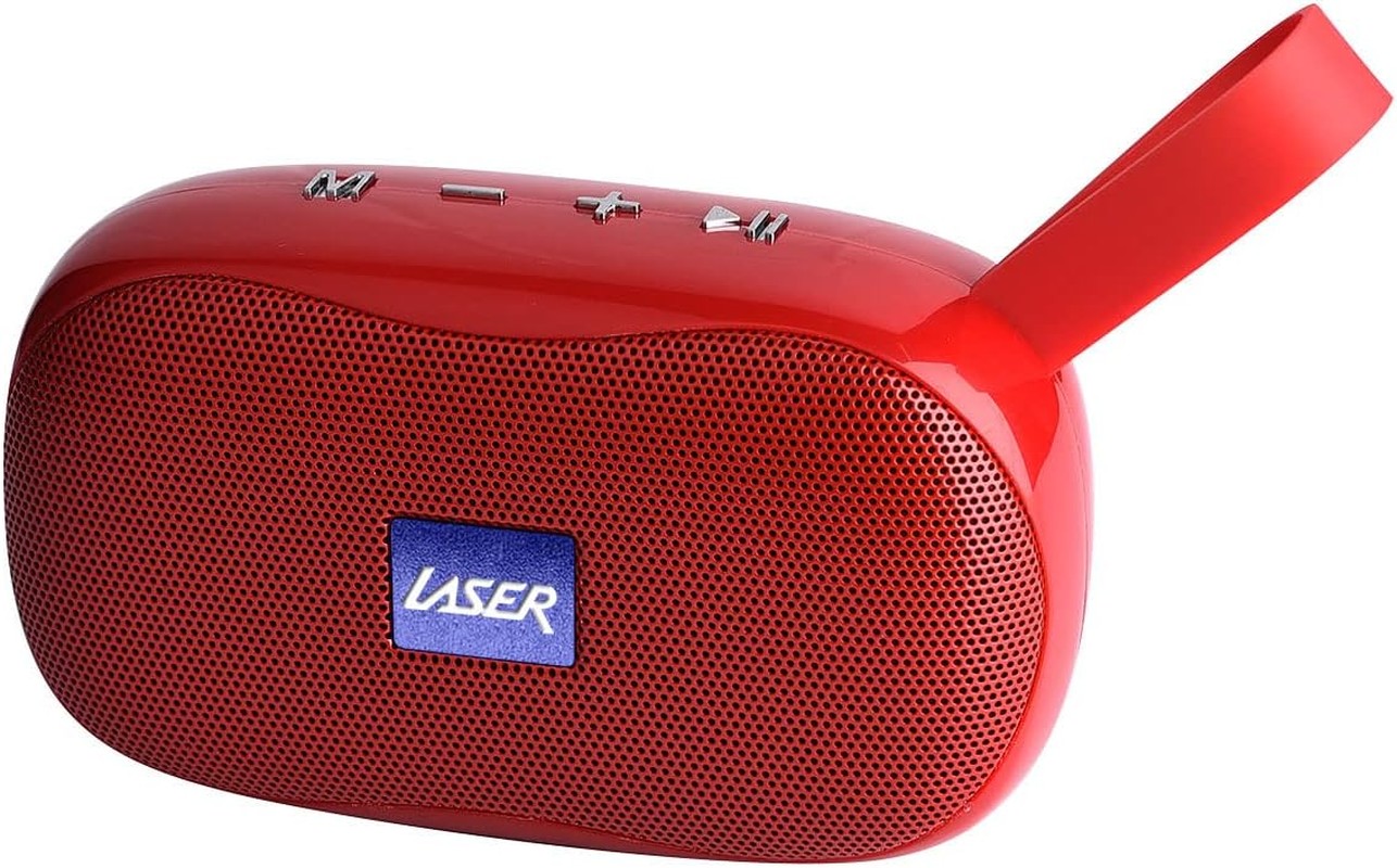 Laser Pocket Portable TWS Bluetooth Wireless Speaker with Built-In Mic, FM USB SD – Red