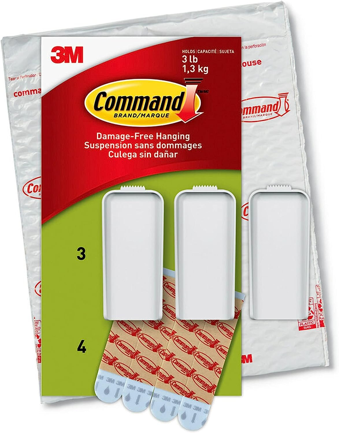 Command PH044-3NA Value Pack Canvas Hanger, Large, White