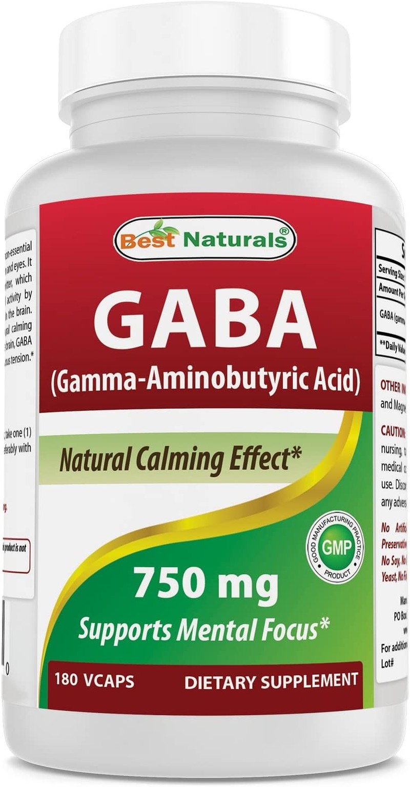 Best Naturals GABA Supplement 750Mg 180 Veggie Capsules, Naturals Sleep Aid