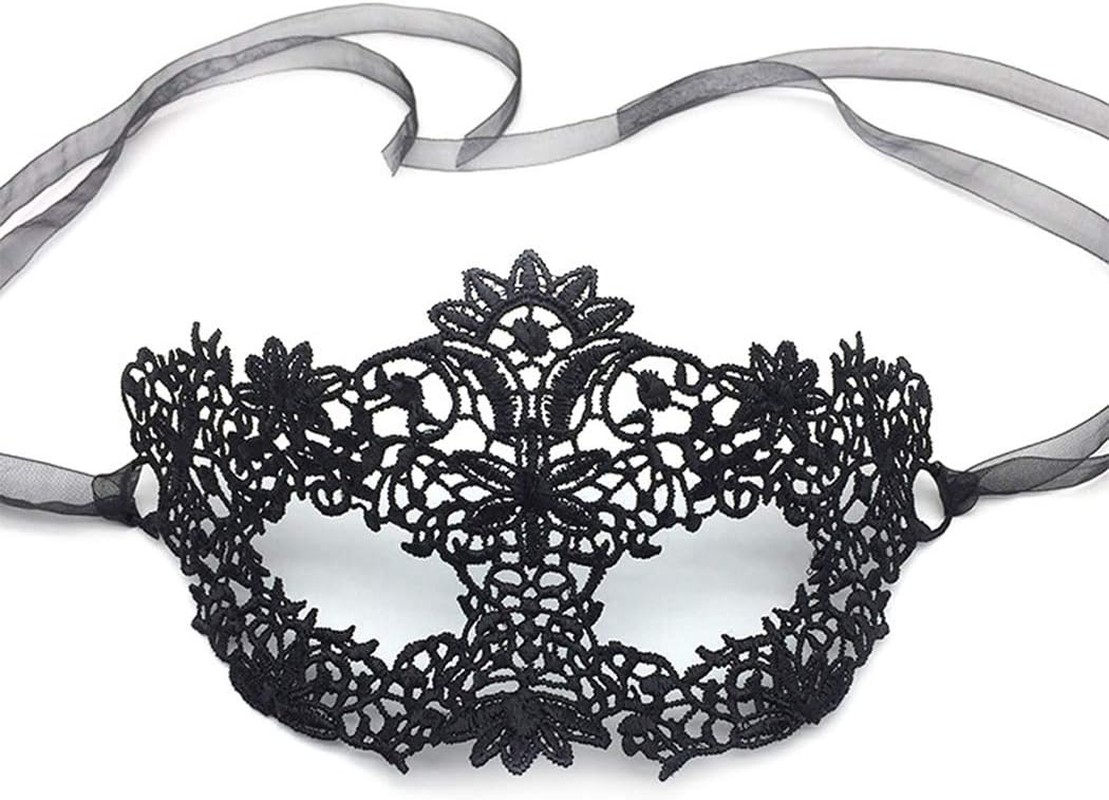 Imapo Masquerade Mask, Sexy Mardi Gras Masks for Women Lady Girls, Halloween Christmas Cosplay Venetian Party Prom Ball Lace Eye Masks – Black