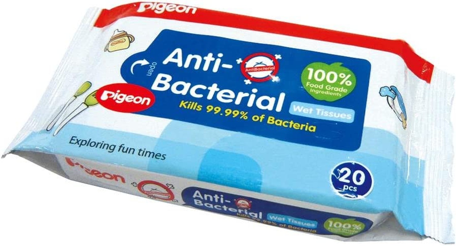 Pigeon Anti-Bacterial Wet Wipes, Soft Pack, 20 Wipes