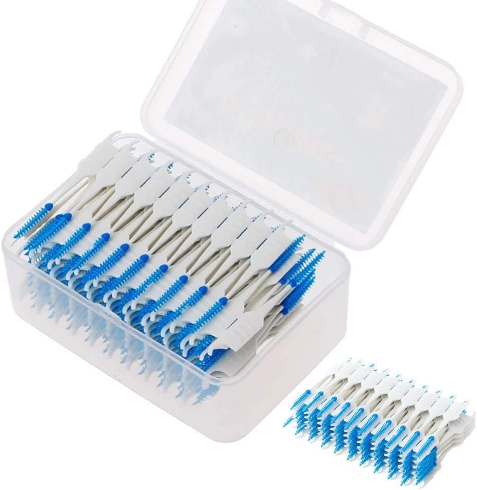 Goblinaduo 120Pcs Double Head Interdental Brushes Floss Interdental Teeth Stick Brush Oral Clean Care Toothpicks Tools Cleaning between Teeth