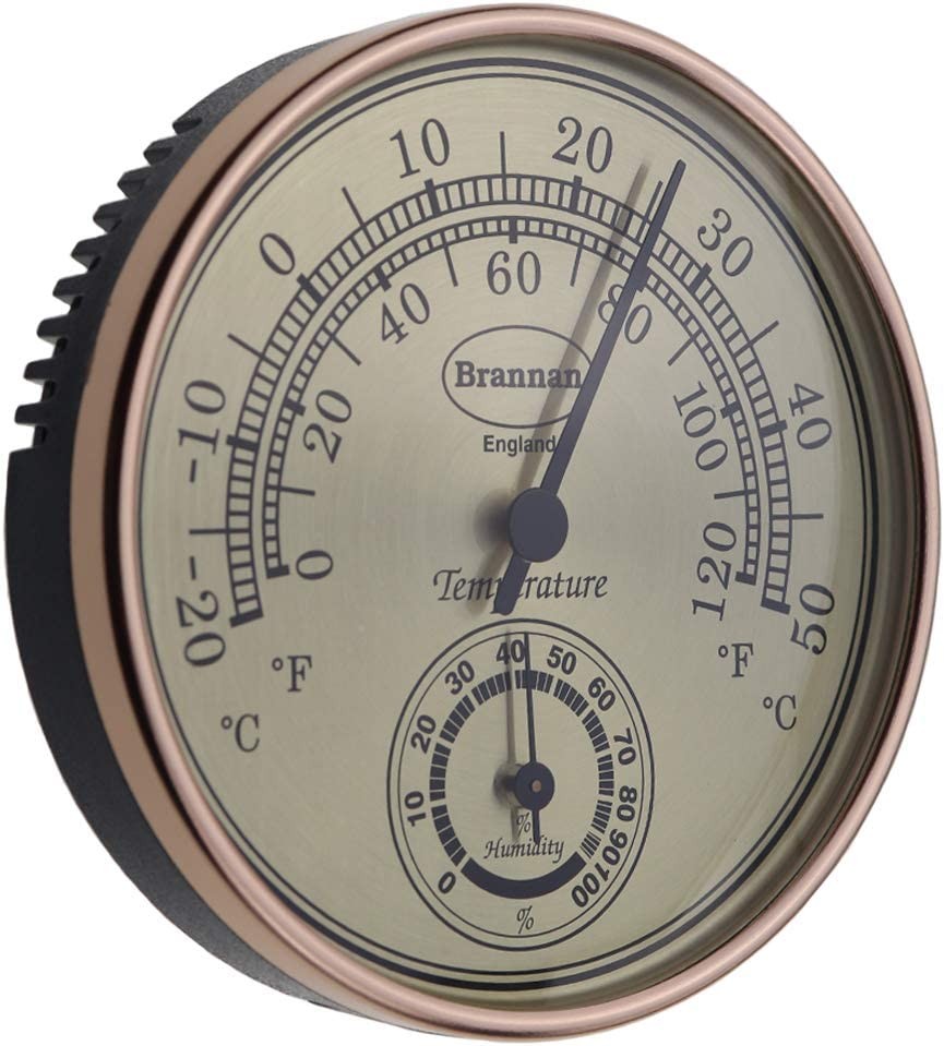 Thermometer Hygrometer Gilt Dial Garden Greenhouse Home Office – Measures Temperature and Humididty