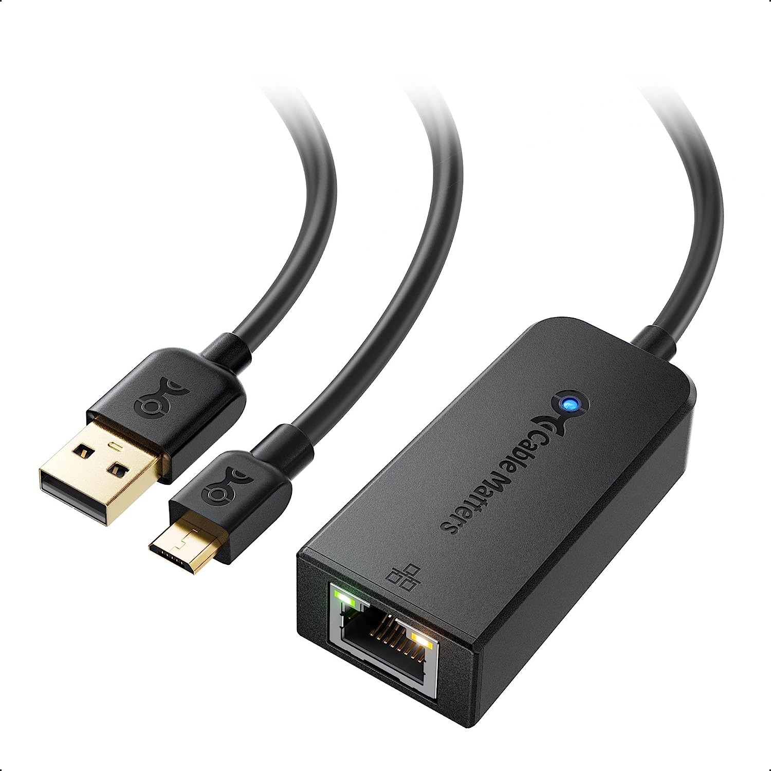 Cable Matters Micro USB to Ethernet Adapter up to 480Mbps for Streaming Sticks Including Chromecast, Google Home Mini and More – Not Compatible with Roku Device